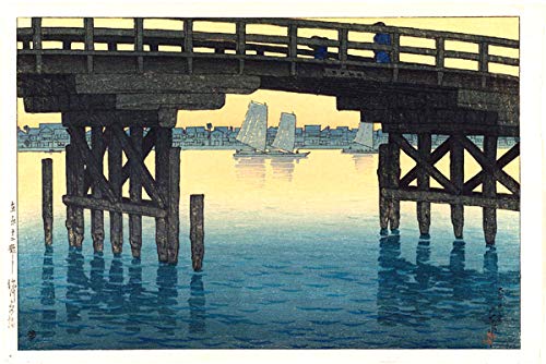 Amazon.co.jp: 川瀬巴水 「東京十二題 深川上の橋」版画 大判ポスター